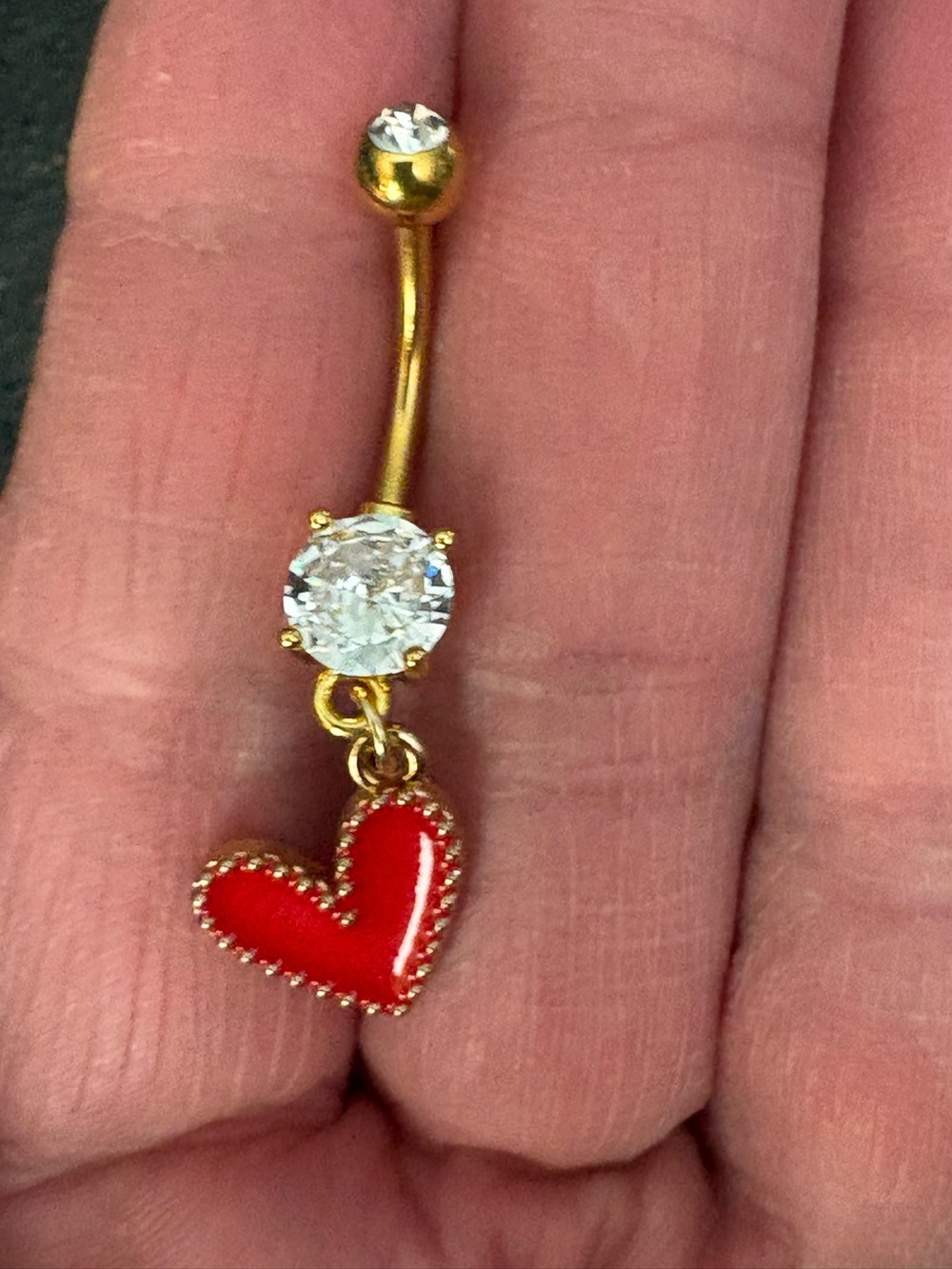 Belly Ring- Exquisite Charming Red Heart  Belly Button Ring 304L Stainless Steel